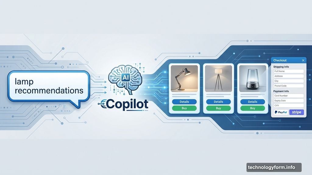 Copilot shows product recommendations with Details and Buy buttons inline