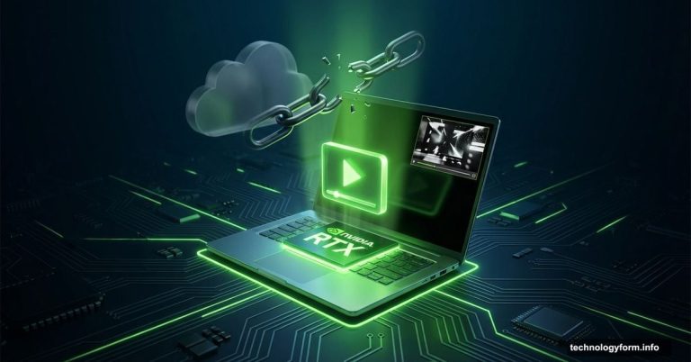 Laptop with Nvidia GPU running AI video locally, broken cloud chain