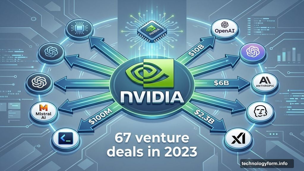 Nvidia participated in sixty-seven venture deals backing major AI startups