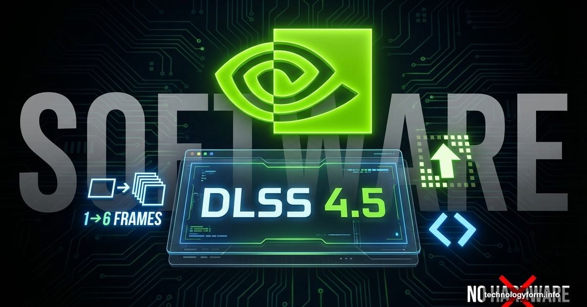 Nvidia logo with DLSS 4.5 software interface replacing hardware GPU