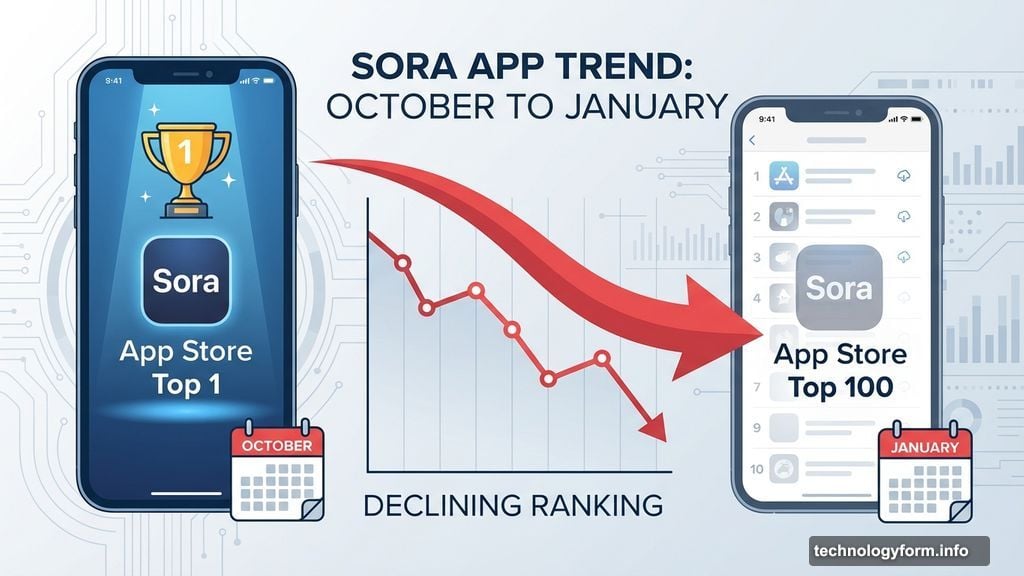 Sora app dropped from number one to barely Top 100