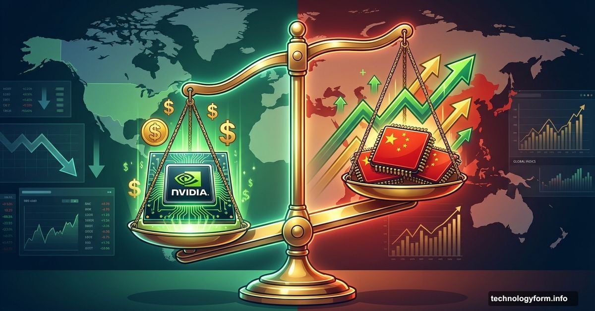 Balance scale showing Wall Street capital shifting from Nvidia to Chinese AI chipmakers