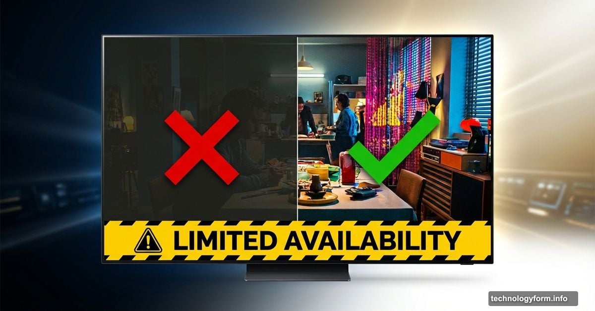 Modern TV displaying enhanced Dolby Vision 2 image quality with limited availability warning
