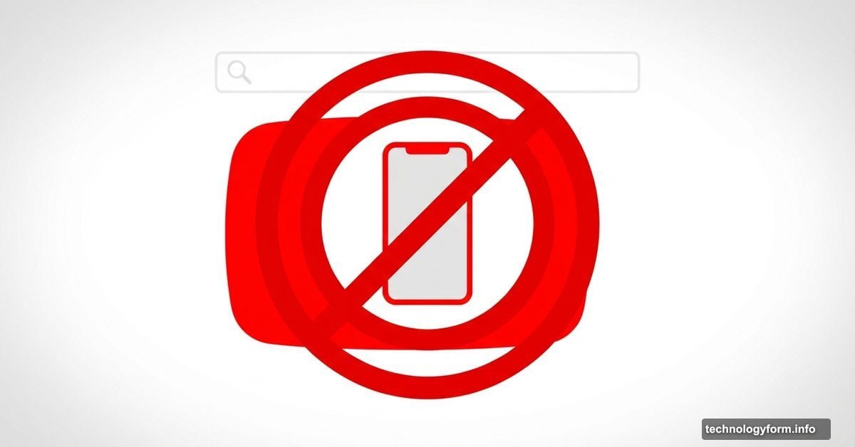 YouTube logo with prohibition symbol over vertical phone representing filtered Shorts