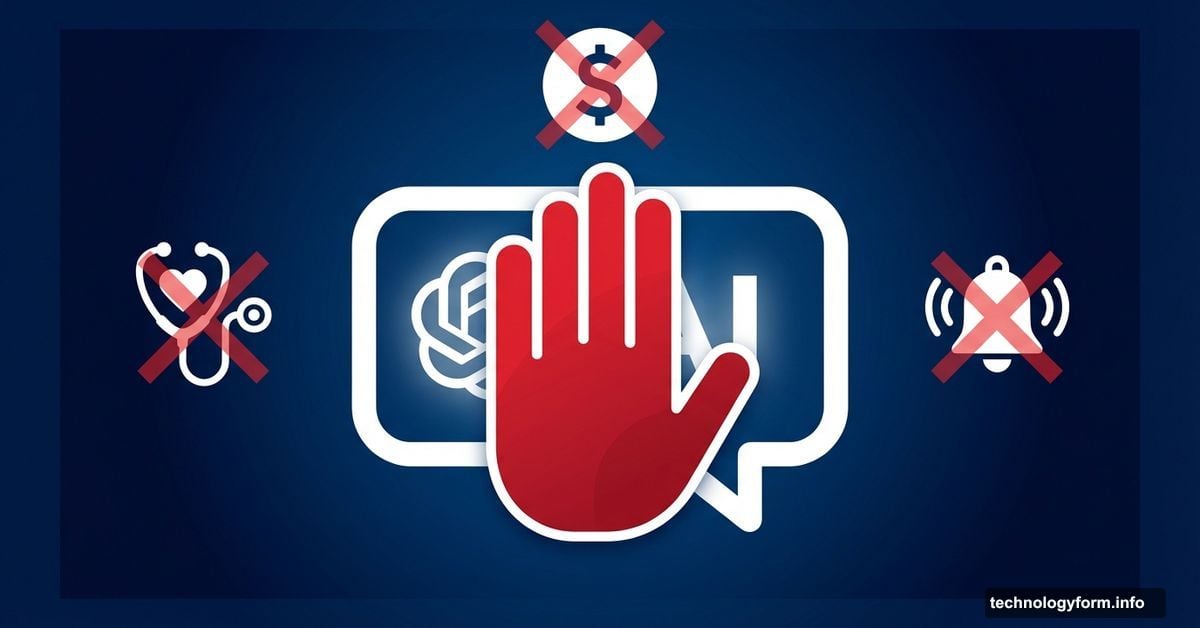 Red stop hand over ChatGPT bubble with crossed-out life icons