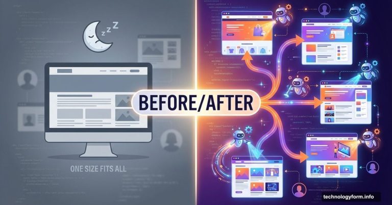 AI agents autonomously personalizing website pages while traditional static site sleeps