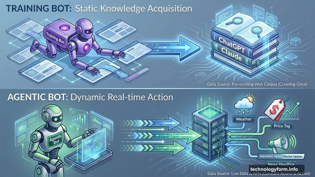 Training bots versus agentic bots scraping web content differently