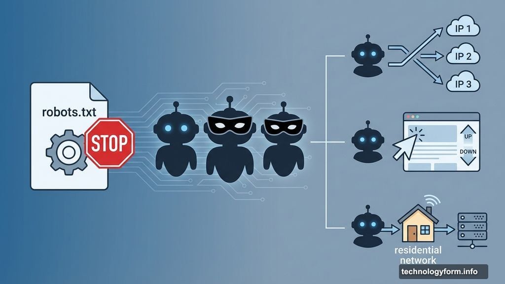 AI scrapers bypass robots.txt files using sophisticated evasion techniques