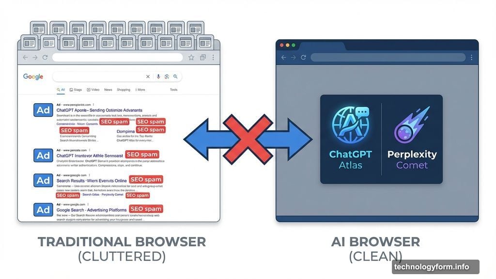 Traditional browsing hit a wall with SEO spam and ad-stuffed pages