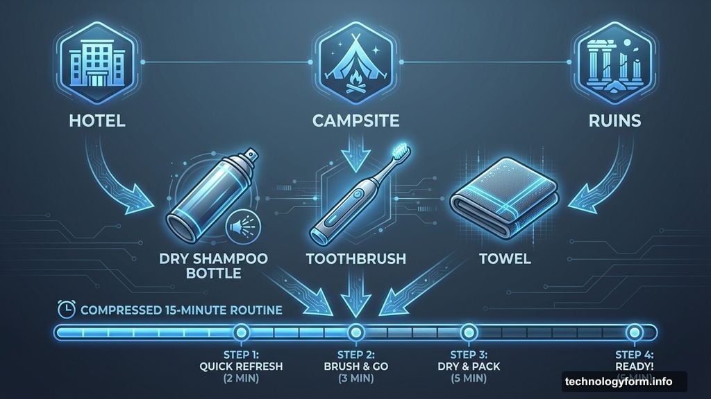 Quick grooming routines adapted for different locations and situations