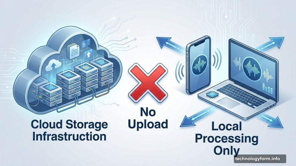 Your conversations stay on your device with no cloud uploads