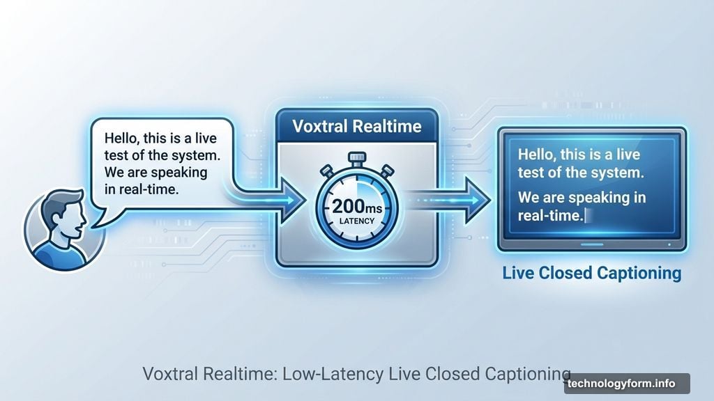 Voxtral Realtime works like live closed captioning with minimal latency