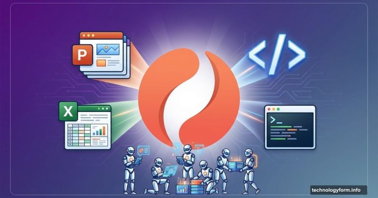 Claude Opus AI logo with coding and business productivity icons radiating outward