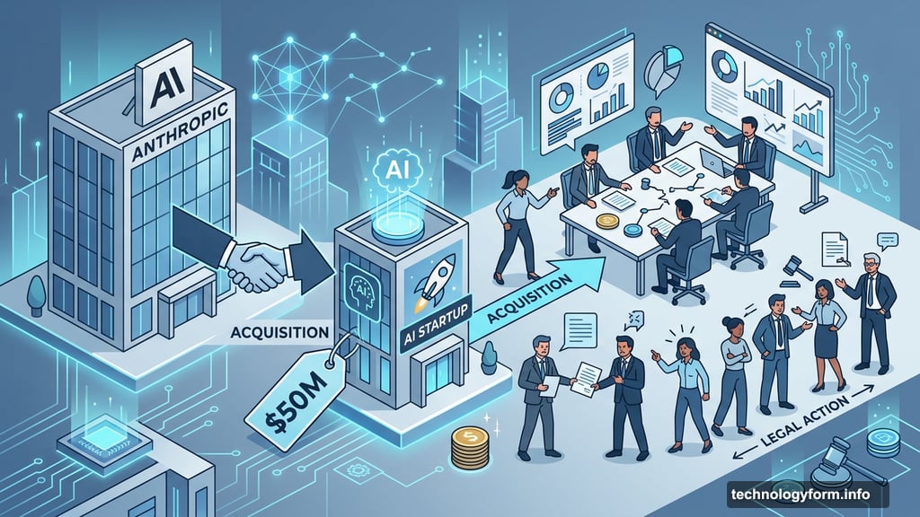 Modern minimalist illustration 2 for: Anthropic Just Bought This $50M AI Startup. Now Investors Are Fighting.