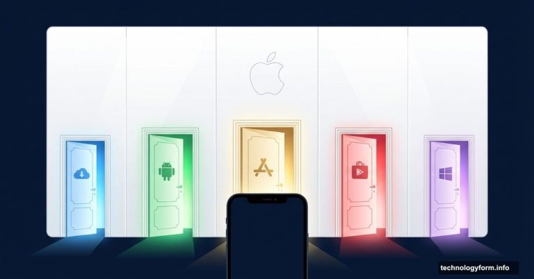 Apple walled garden with multiple alternative app store doors breaking through