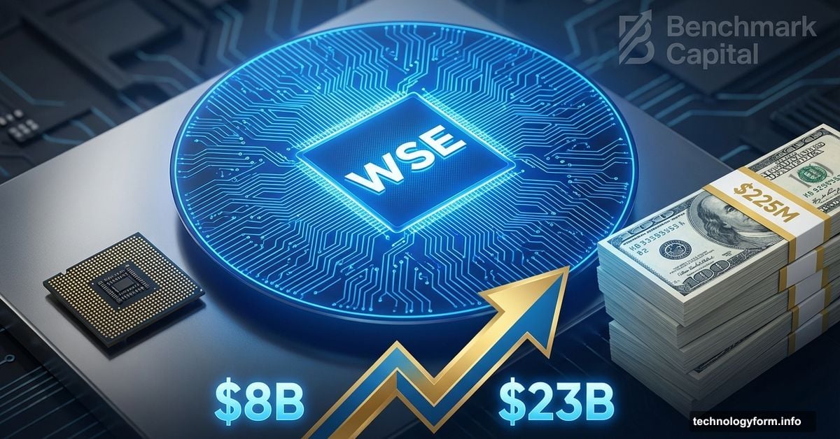 Giant Cerebras wafer-scale chip with venture capital investment symbolism