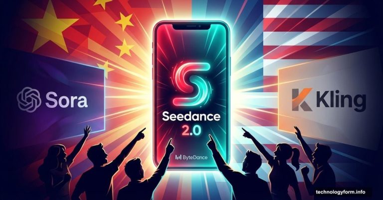 Seedance 2.0 logo dominating screen overshadowing Sora in AI video competition