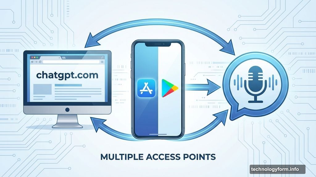 Access ChatGPT through website, mobile app, or voice input