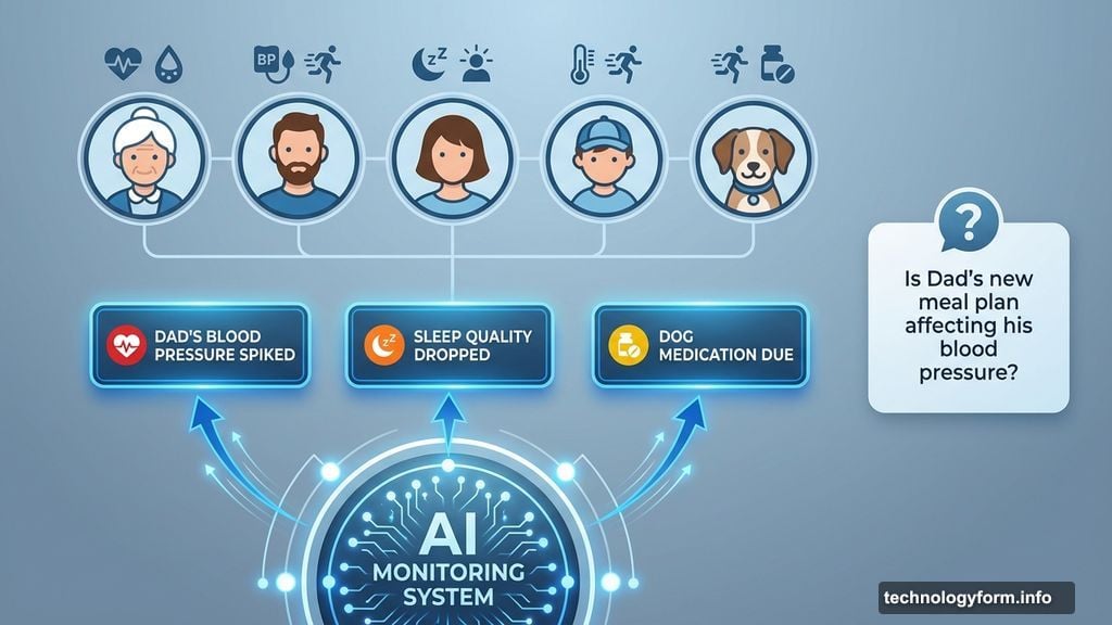 AI learns normal patterns and surfaces alerts for family caregiving
