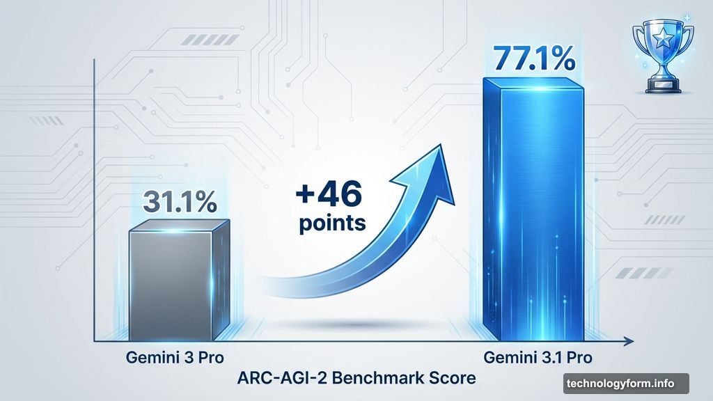 Gemini 3.1 Pro scores 77.1% on ARC-AGI-2 benchmark test