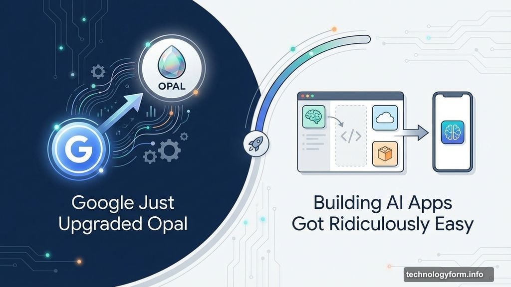 Modern minimalist illustration 2 for: Google Just Upgraded Opal. Building AI Apps Got Ridiculously Easy