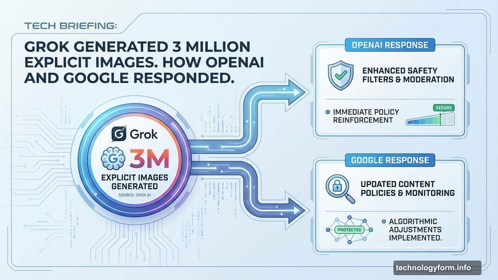 Modern minimalist illustration 2 for: Grok Generated 3 Million Explicit Images. How OpenAI and Google Responded