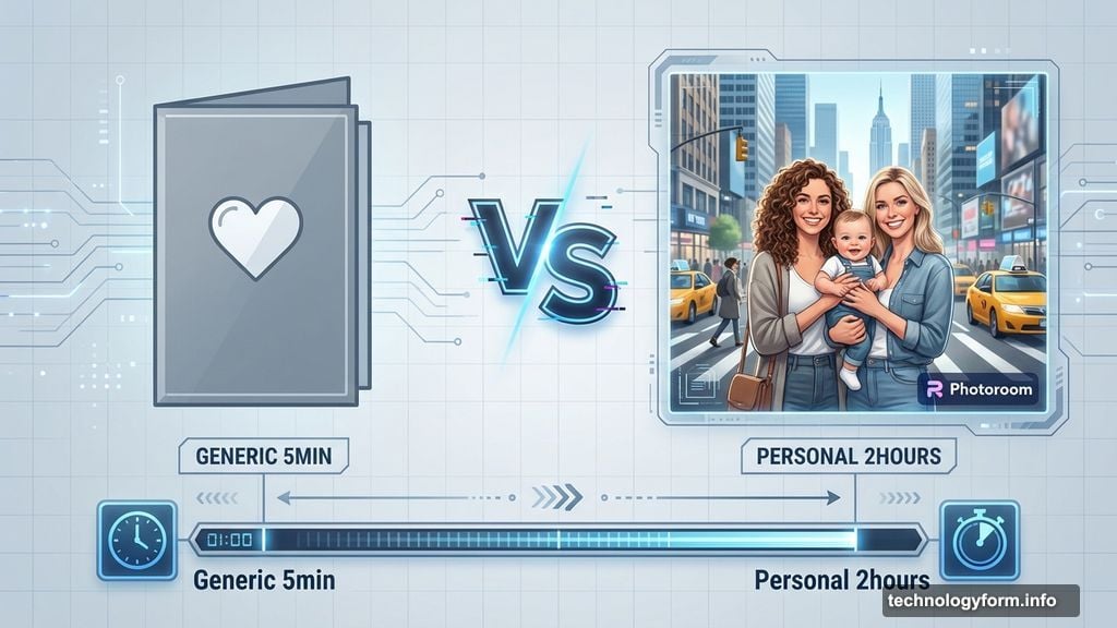AI-generated personal card versus store-bought generic Hallmark options