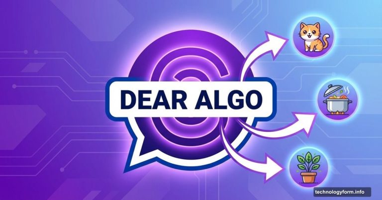 Threads logo with 'Dear Algo' speech bubble directing personalized content