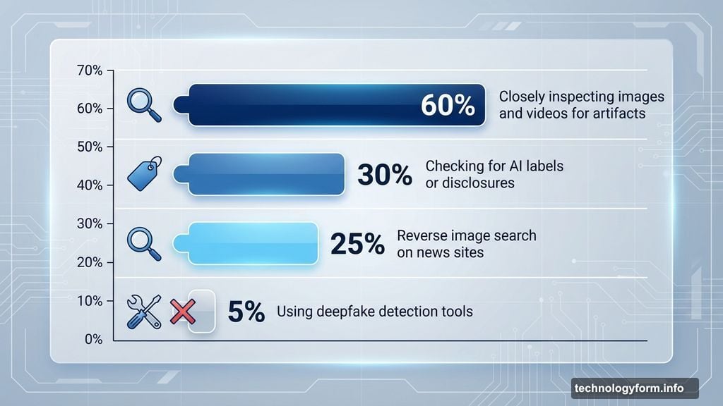 Bar chart of verification methods adults use to check suspicious content