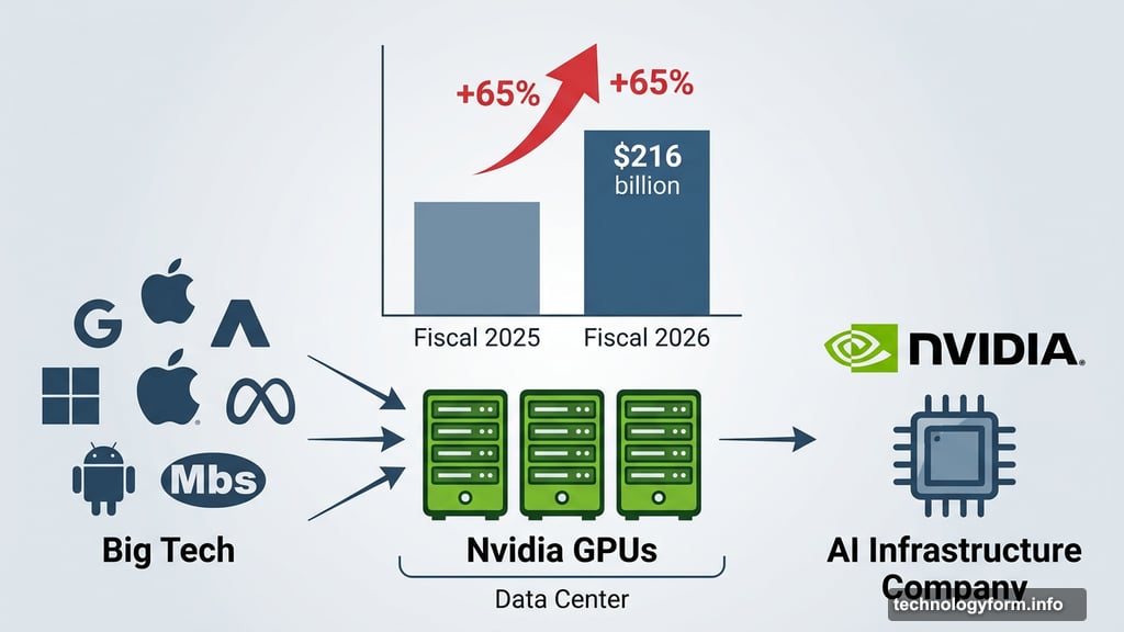 Nvidia fiscal 2026 revenue hits 216 billion driven by AI chip demand