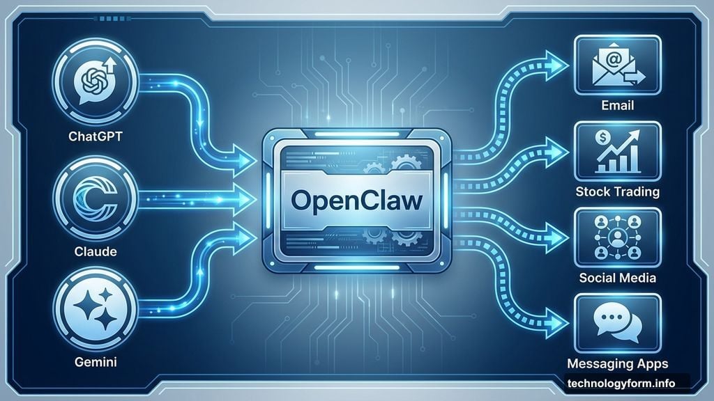 OpenClaw connects AI models to messaging apps and productivity tools