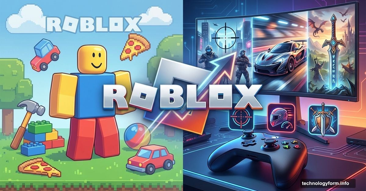 Roblox platform transitioning from children's blocky games to adult high-fidelity gaming