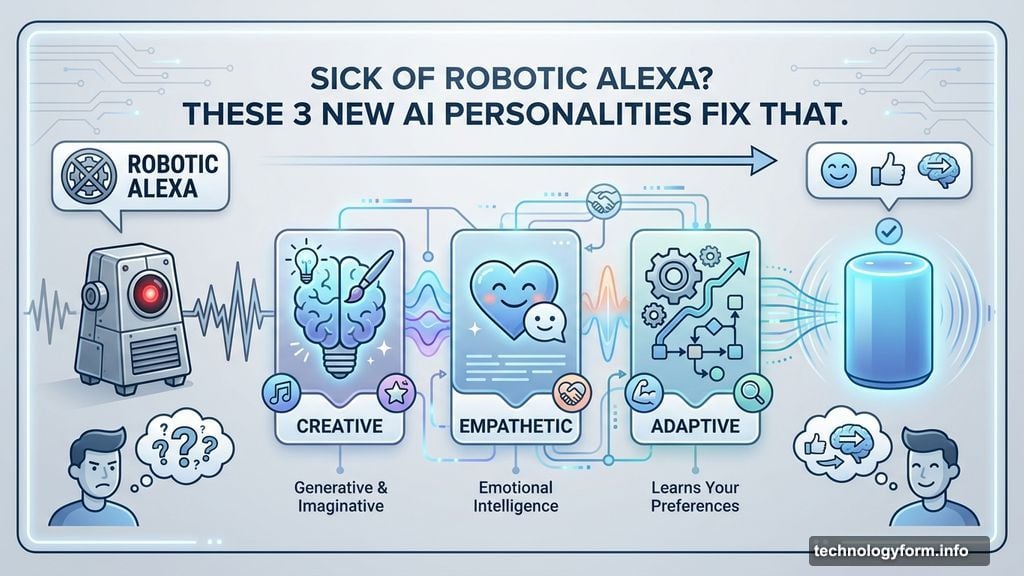 Modern minimalist illustration 1 for: Sick of Robotic Alexa? These 3 New AI Personalities Fix That