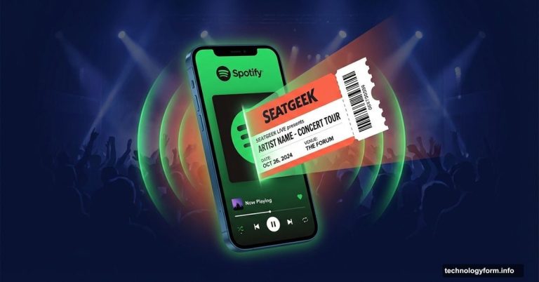 Spotify app smartphone screen with SeatGeek concert ticket emerging from display