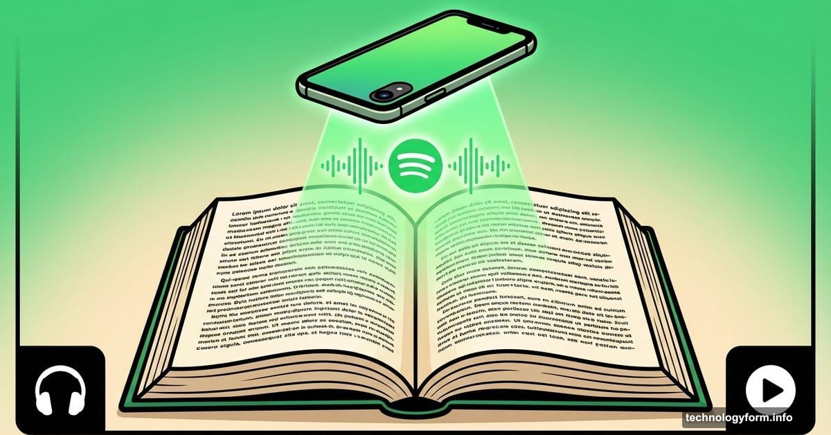 Smartphone scanning physical book page to sync with Spotify audiobook