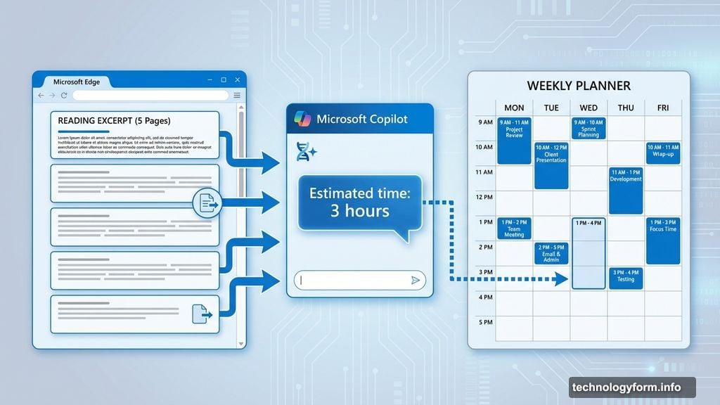 Microsoft Copilot in Edge browser estimating realistic assignment completion time