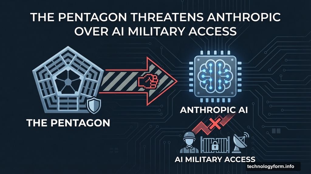 Modern minimalist illustration 2 for: The Pentagon Just Threatened to Crush Anthropic Over AI Military Access