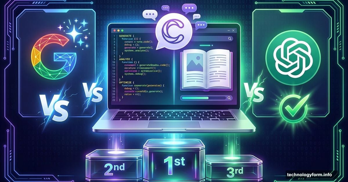 Three AI chatbots Gemini Claude ChatGPT competing to build e-reader app