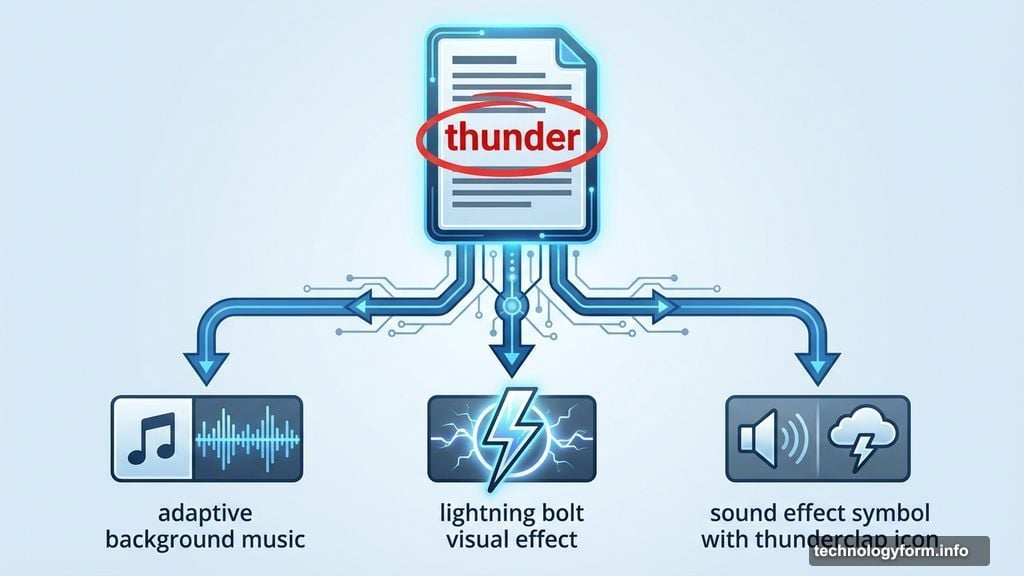 Trigger words generating visual effects audio effects and adaptive background music