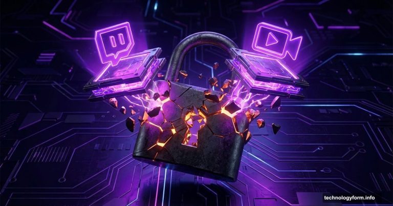 A broken padlock revealing separate glowing chat and streaming camera icons.