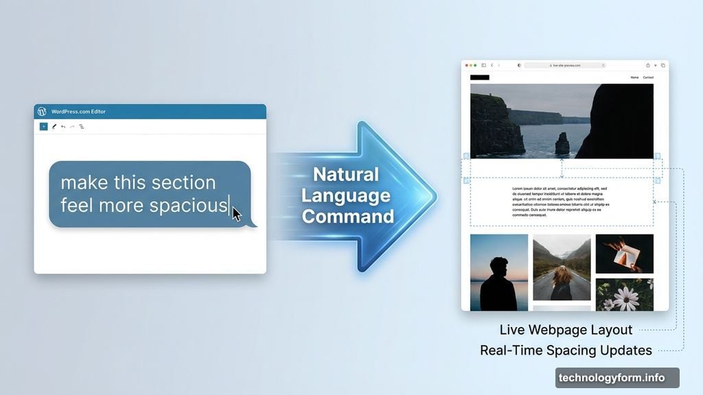 WordPress AI assistant interprets plain conversational instructions to update block themes