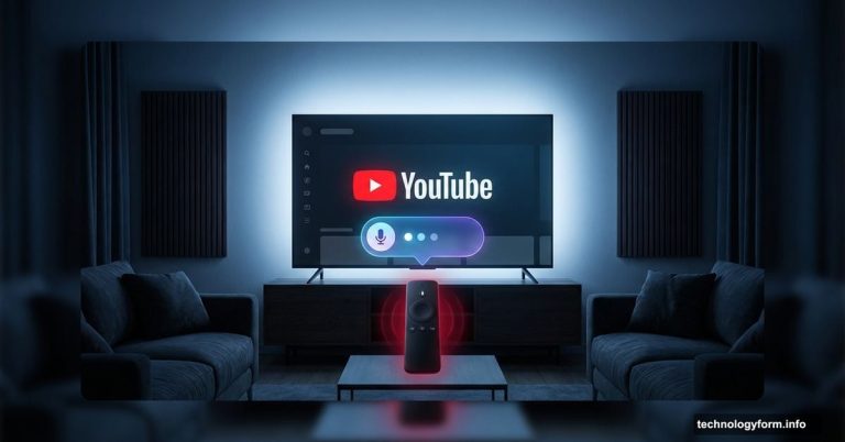 Smart TV screen showing YouTube AI chat assistant interface glowing