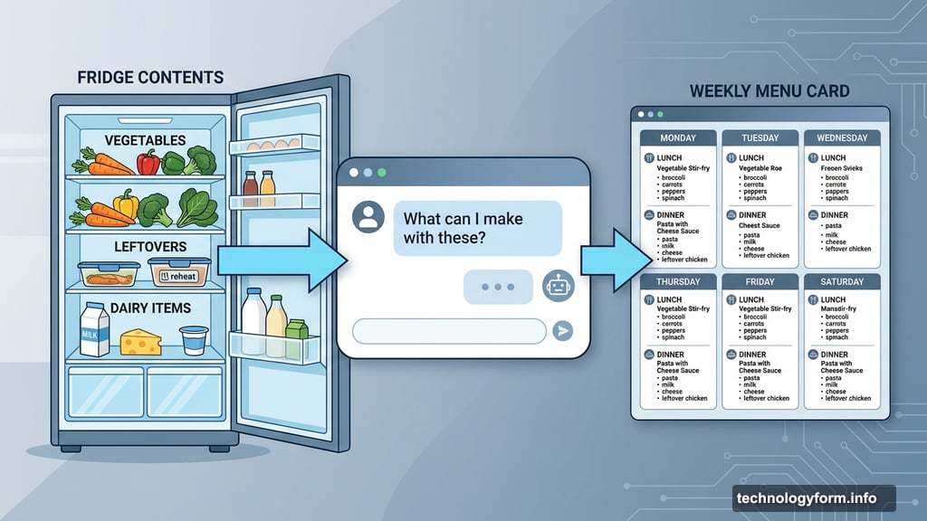 ChatGPT builds a menu plan from leftover fridge ingredients