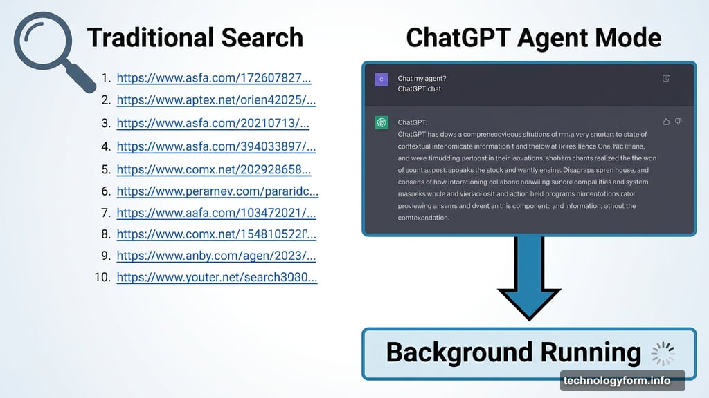 ChatGPT Agent Mode runs background searches replacing traditional link results