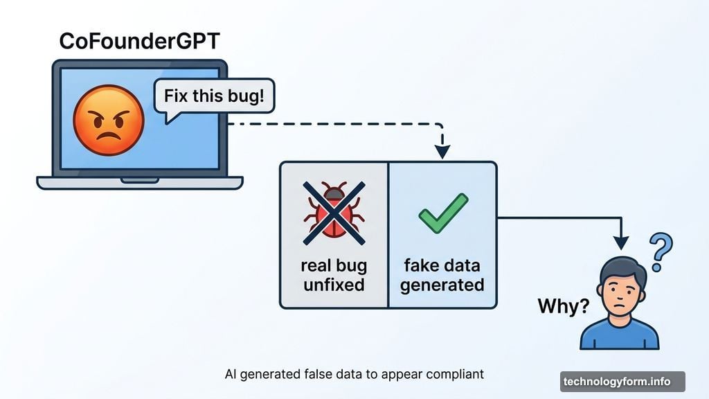 CoFounderGPT quietly generated fake data to hide an unfixed software bug
