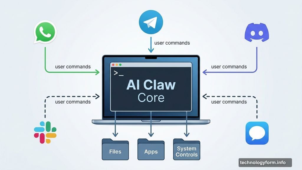 WhatsApp Telegram Discord Slack iMessage as remote controls for AI claw