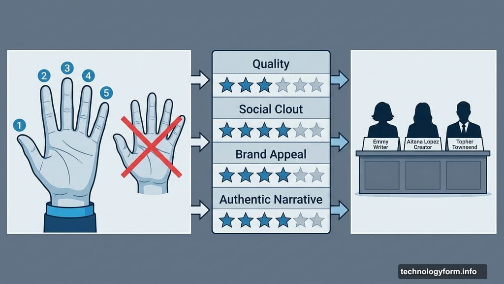 Judges score AI influencers on finger count, clout, and authentic narrative