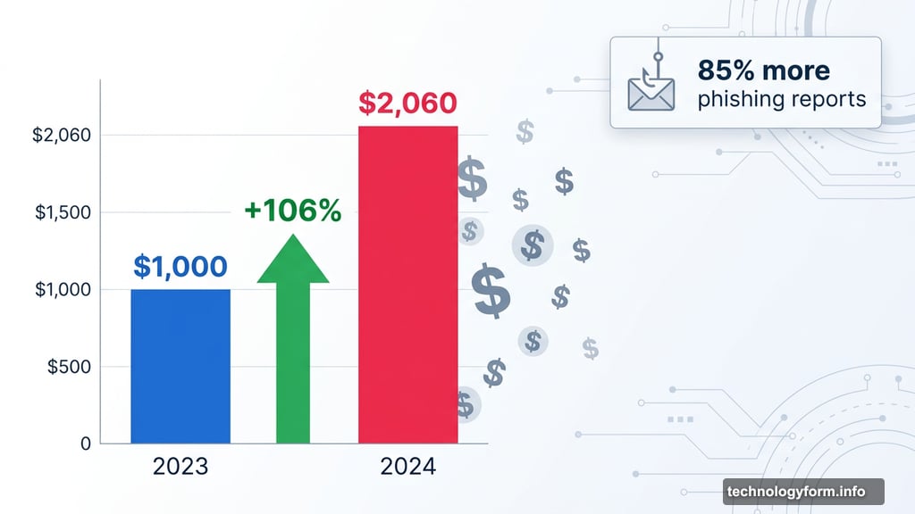 Average phishing loss doubled from one thousand to two thousand dollars