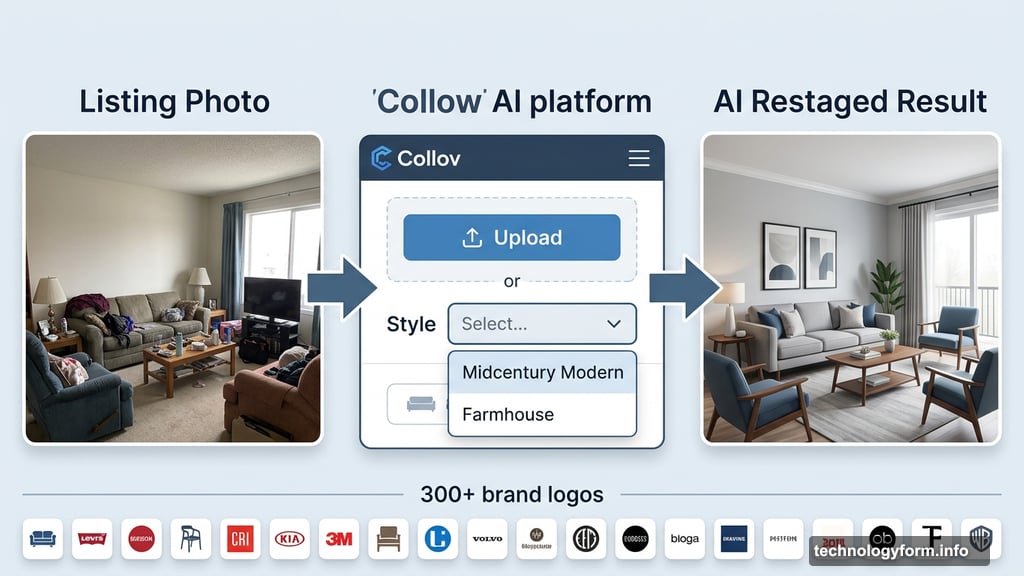 Collov AI virtual staging transforms cluttered listing photos into styled rooms