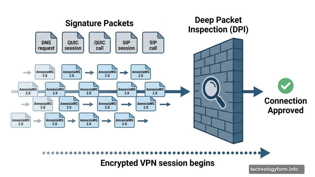AmneziaWG 2.0 signature packets bypass deep packet inspection undetected